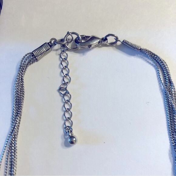 Statement Piece Necklace Silver Tone Tiered Layered Boho Chunky Witchy Whimsy - Picture 4 of 5